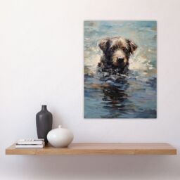 Artery8 Labrador Retriever Swimming Claude Monet Style Dog Oil Painting Large Wall Unframed Art Poster Print Thick Paper 18X24 Inch - thumbnail 4