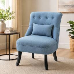 STILVORA Armchair with Button Tufting Blue