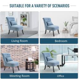 STILVORA Armchair with Button Tufting Blue - thumbnail 6