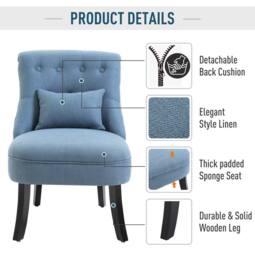 STILVORA Armchair with Button Tufting Blue - thumbnail 4