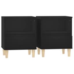 Berkfield Home Elegant Bedside Cabinets 2 pcs Black 40x35x50 cm - Size: 40 x 35 x 50 cm - thumbnail 3