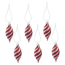 VFM e-Store Christmas Teardrop Hanging Decoration 11cm x 12cm Red X 6 - Size: 11 cm x 12 cm - thumbnail 1