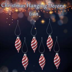 VFM e-Store Christmas Teardrop Hanging Decoration 11cm x 12cm Red X 6 - Size: 11 cm x 12 cm - thumbnail 3