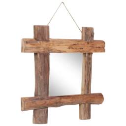 Berkfield Home Log Mirror Natural 50x50 cm Solid Reclaimed Wood in Brown - thumbnail 6