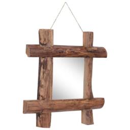 Berkfield Home Log Mirror Natural 50x50 cm Solid Reclaimed Wood in Brown - thumbnail 5