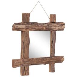 Berkfield Home Log Mirror Natural 50x50 cm Solid Reclaimed Wood in Brown - thumbnail 2
