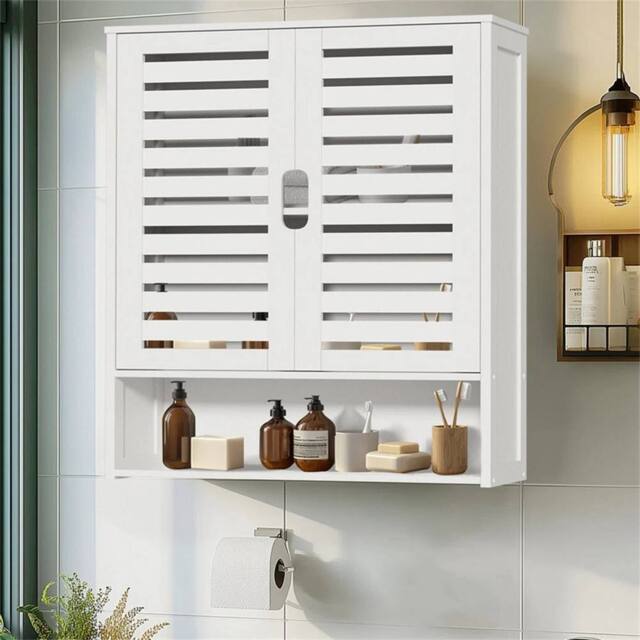 KORVIXA Bathroom Wall Bathroom Medicine Cabinet Over Toilet Cupboard in White - Size: W700mm x H750mm - image 1