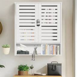 KORVIXA Bathroom Wall Bathroom Medicine Cabinet Over Toilet Cupboard in White - Size: W700mm x H750mm - thumbnail 4