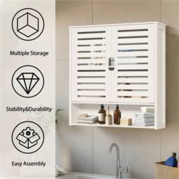 KORVIXA Bathroom Wall Bathroom Medicine Cabinet Over Toilet Cupboard in White - Size: W700mm x H750mm - thumbnail 5