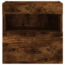 Berkfield Home TV Wall Cabinet with LED Lights Smoked Oak 40x30x40 cm in Brown - Size: 40 x 30 x 40 cm - thumbnail 9
