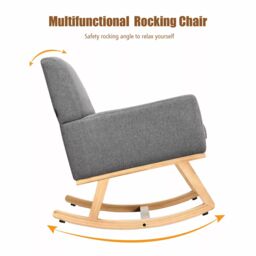 Costway Fabric Upholstered Recliner Rocking Chair Armchair Lounge Sofa Seat Relax Rocker in Grey - thumbnail 4