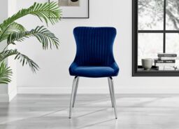 FurnitureboxUK Atlanta 6 White Dining Table & 6 Nora Silver Leg Chairs in Blue - thumbnail 8