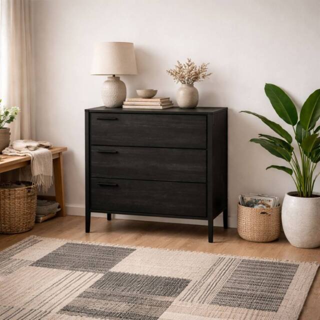 Wyld Haus Ireland 3 Drawer Chest in Black Wood Effect - image 1