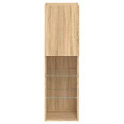 Berkfield Home TV Cabinets with LED Lights 2 pcs Sonoma Oak 30.5x30x102 cm in Brown - thumbnail 9