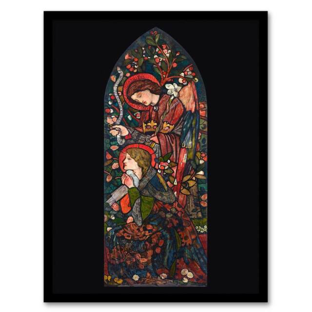 Artery8 Edward Burne Jones Framed Wall Art The Annunciation Stained Glass - Size: A4 - image 1