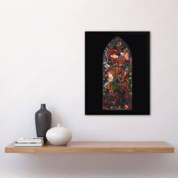 Artery8 Edward Burne Jones Framed Wall Art The Annunciation Stained Glass - Size: A4 - thumbnail 2