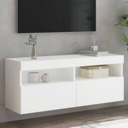 Berkfield Home TV Wall Cabinet with LED Lights White 100x30x40 cm - Size: 100 x 30 x 40 cm - thumbnail 2
