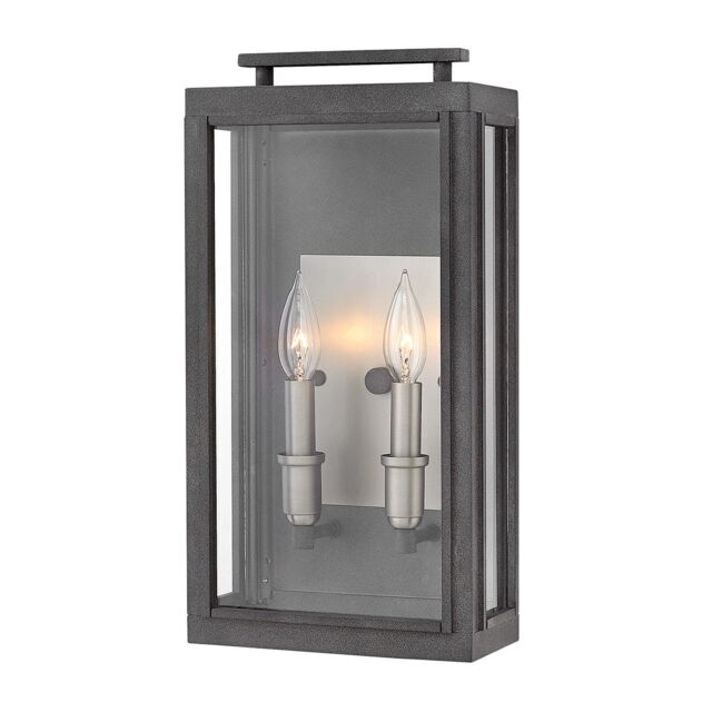 Netlighting Hinkley Sutcliffe Outdoor 2 Light Wall Lantern Aged Zinc IP44 in Grey - image 1