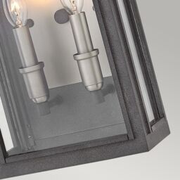 Netlighting Hinkley Sutcliffe Outdoor 2 Light Wall Lantern Aged Zinc IP44 in Grey - thumbnail 3