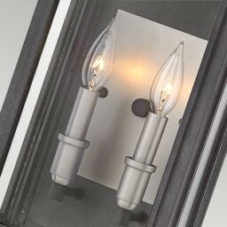 Netlighting Hinkley Sutcliffe Outdoor 2 Light Wall Lantern Aged Zinc IP44 in Grey - thumbnail 2