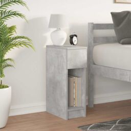 Berkfield Home Bedside Cabinet with Drawer Concrete Grey 20x36x60 cm - Size: 20 x 36 x 60 cm - thumbnail 3