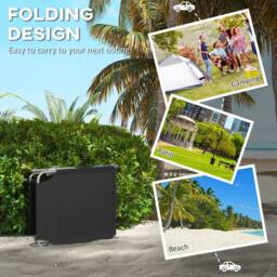 OUTSUNNY Folding Sun Lounger Set of 2 w/ Sunshade Adjustable Backrest in Black - thumbnail 5