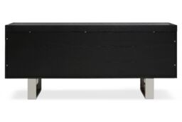 Orsina Grey Elm Wood Sideboard, Natural Grey‑Finished Elm Cabinet with Polished Stainless‑Steel U‑Legs in Black - thumbnail 4