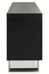 Orsina Grey Elm Wood Sideboard, Natural Grey‑Finished Elm Cabinet with Polished Stainless‑Steel U‑Legs in Black - thumbnail 5