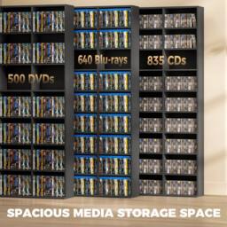 HOMCOM 835 CD/500 DVD Storage Unit, Blu-ray Media Storage Shelf, Black - thumbnail 4