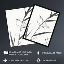 "Artery8 Reed Bunting & Reed Japanese Japan Wall Art Print Numata Kashu - Size: W12"" x H16""" - thumbnail 2
