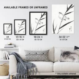 "Artery8 Reed Bunting & Reed Japanese Japan Wall Art Print Numata Kashu - Size: W12"" x H16""" - thumbnail 3