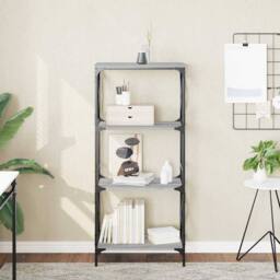 Berkfield Home Decorative Bookcase 4-Tier Grey Sonoma 59x35x132 cm Engineered Wood - Size: 59 x 35 x 132 cm - thumbnail 2