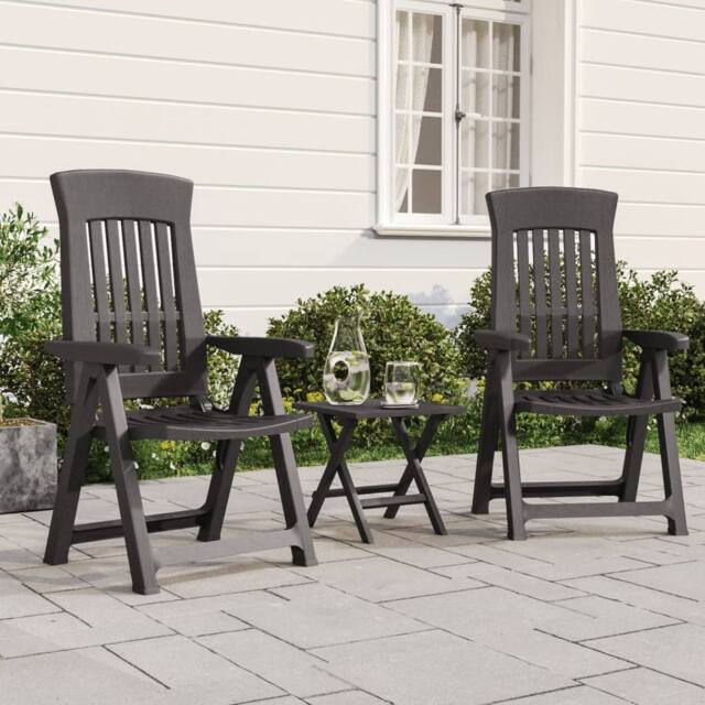 Berkfield Home Garden Reclining Chairs 2 pcs Anthracite PP in Black - image 1