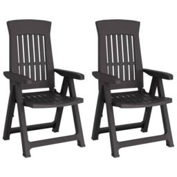 Berkfield Home Garden Reclining Chairs 2 pcs Anthracite PP in Black - thumbnail 2