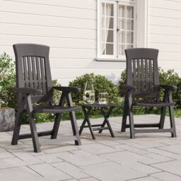 Berkfield Home Garden Reclining Chairs 2 pcs Anthracite PP in Black - thumbnail 1