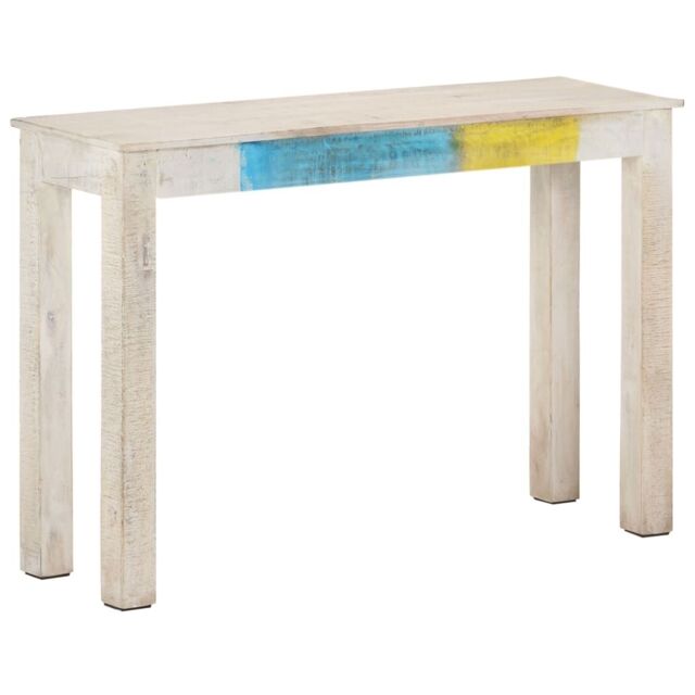 Berkfield Home Console Table White 115x35x77 cm Rough Mango Wood - Size: 115 x 35 x 77 cm - image 1