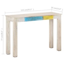 Berkfield Home Console Table White 115x35x77 cm Rough Mango Wood - Size: 115 x 35 x 77 cm - thumbnail 5