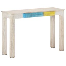 Berkfield Home Console Table White 115x35x77 cm Rough Mango Wood - Size: 115 x 35 x 77 cm - thumbnail 1