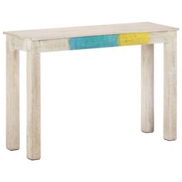 Berkfield Home Console Table White 115x35x77 cm Rough Mango Wood - Size: 115 x 35 x 77 cm - thumbnail 6