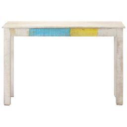 Berkfield Home Console Table White 115x35x77 cm Rough Mango Wood - Size: 115 x 35 x 77 cm - thumbnail 2