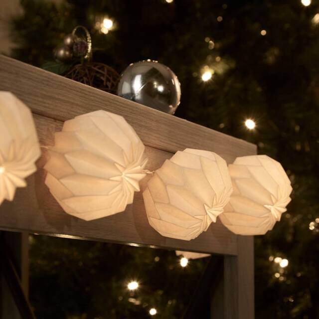 Lighting Collection Christmas Paper Lantern Shades String Lights in White - image 1