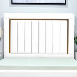 UK Bed Furniture Princess Slatted Base Upholstered Bed with 48 Inch Panel Headboard in White - Size: Single - thumbnail 2