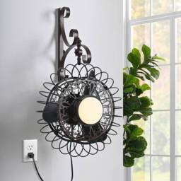 Garwarm 69cm Plug-in LED Wall Mounted Fan With Remote Included in Black - thumbnail 1