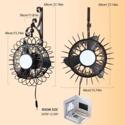 Garwarm 69cm Plug-in LED Wall Mounted Fan With Remote Included in Black - thumbnail 3