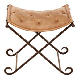 Orsina Buffalo Light brown Leather & Iron Stool - thumbnail 3