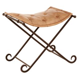 Orsina Buffalo Light brown Leather & Iron Stool