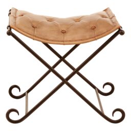 Orsina Buffalo Light brown Leather & Iron Stool - thumbnail 4