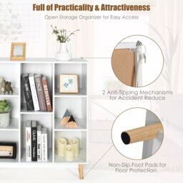 Costway 8-Cube Storage Bookcase Wooden Bookshelf Side Cabinet Freestanding Display Rack in White - thumbnail 5