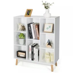 Costway 8-Cube Storage Bookcase Wooden Bookshelf Side Cabinet Freestanding Display Rack in White - thumbnail 1