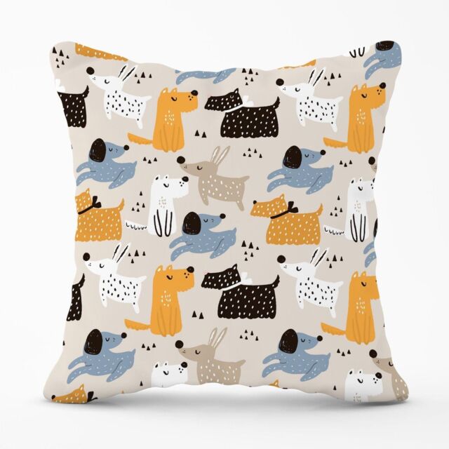 Warren Reed - Designer Hand Drawn Dogs Outdoor Cushion in Brown - Size: 45 cm x 45 cm - image 1
